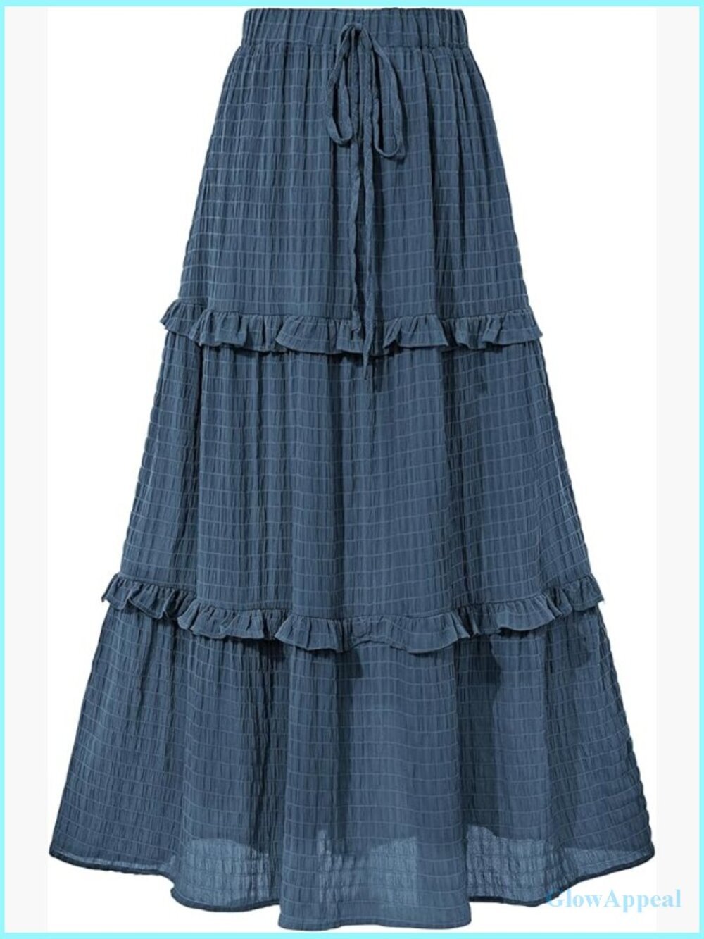 High Waist A-Line Flowy Midi Skirt with Ruffles 2026